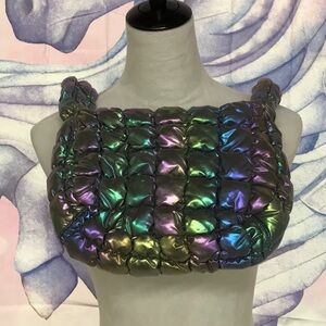Iridescent puffer purse